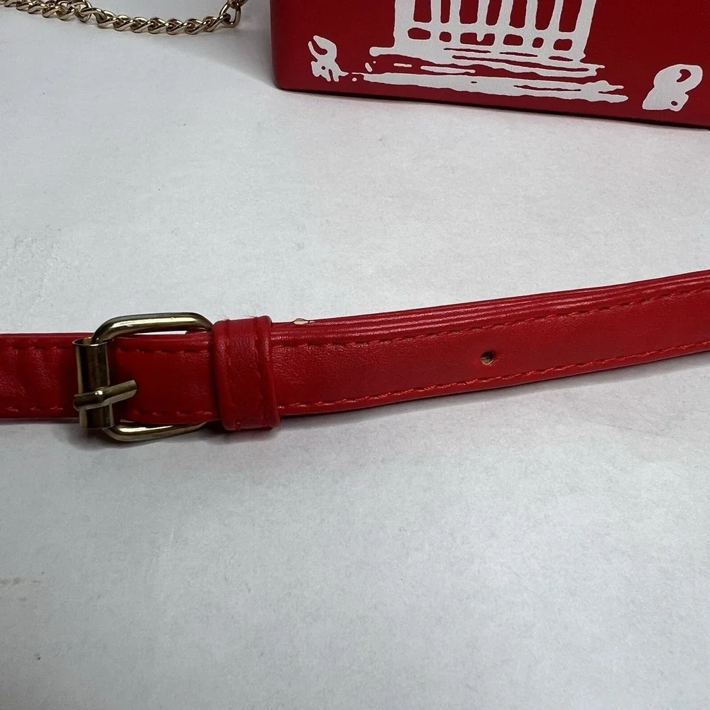 Red‎ White Novelty Takeout Box Shoulder Bag Chain Strap Printed 'Thank You'